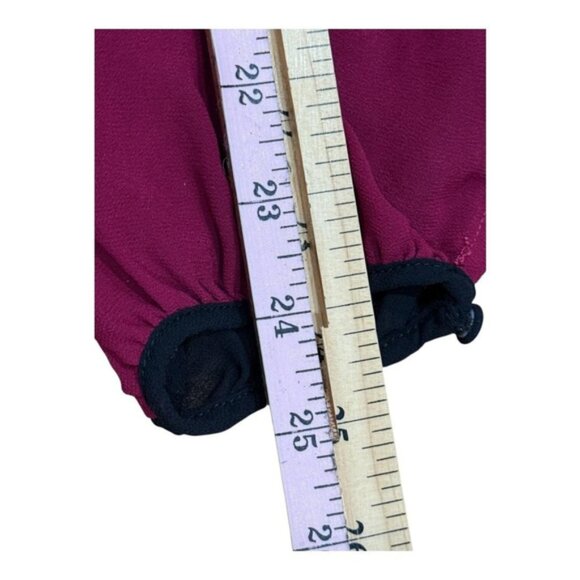 Forever 21 Plus Top Womens 1X Purple Black Long Sleeve Boho Peasant Blouse Tie - Picture 3 of 7